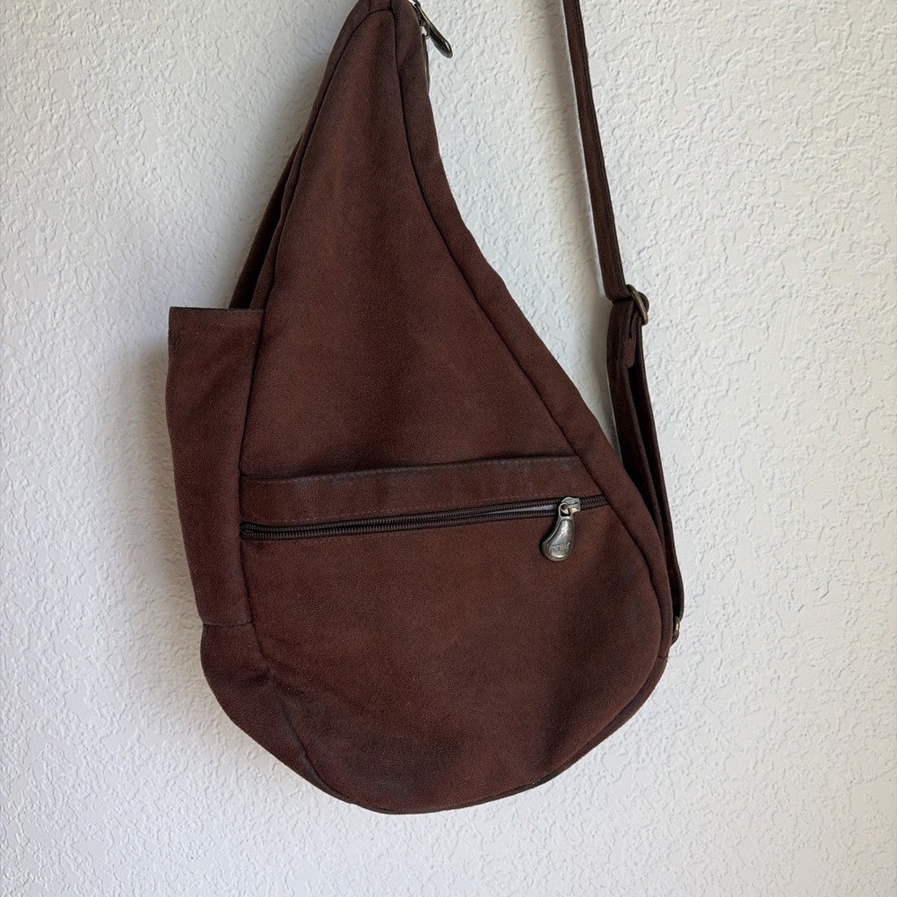 Ameribag Retro Shoulder Healthy Back Bag Brown Suede Look Heavy Duty